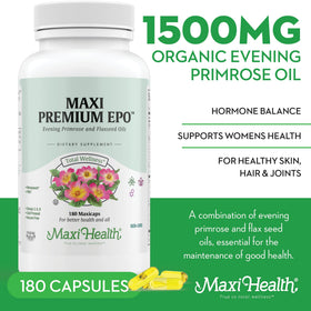 Détails de l'étiquette de Maxi Health Huile de Onagre 1500mg