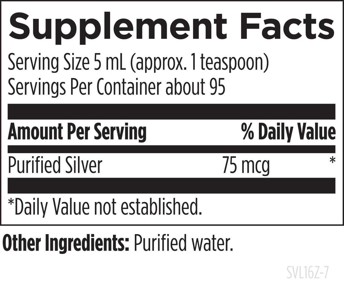 Détails de l'étiquette de Silvercillin Liquide 15ppm