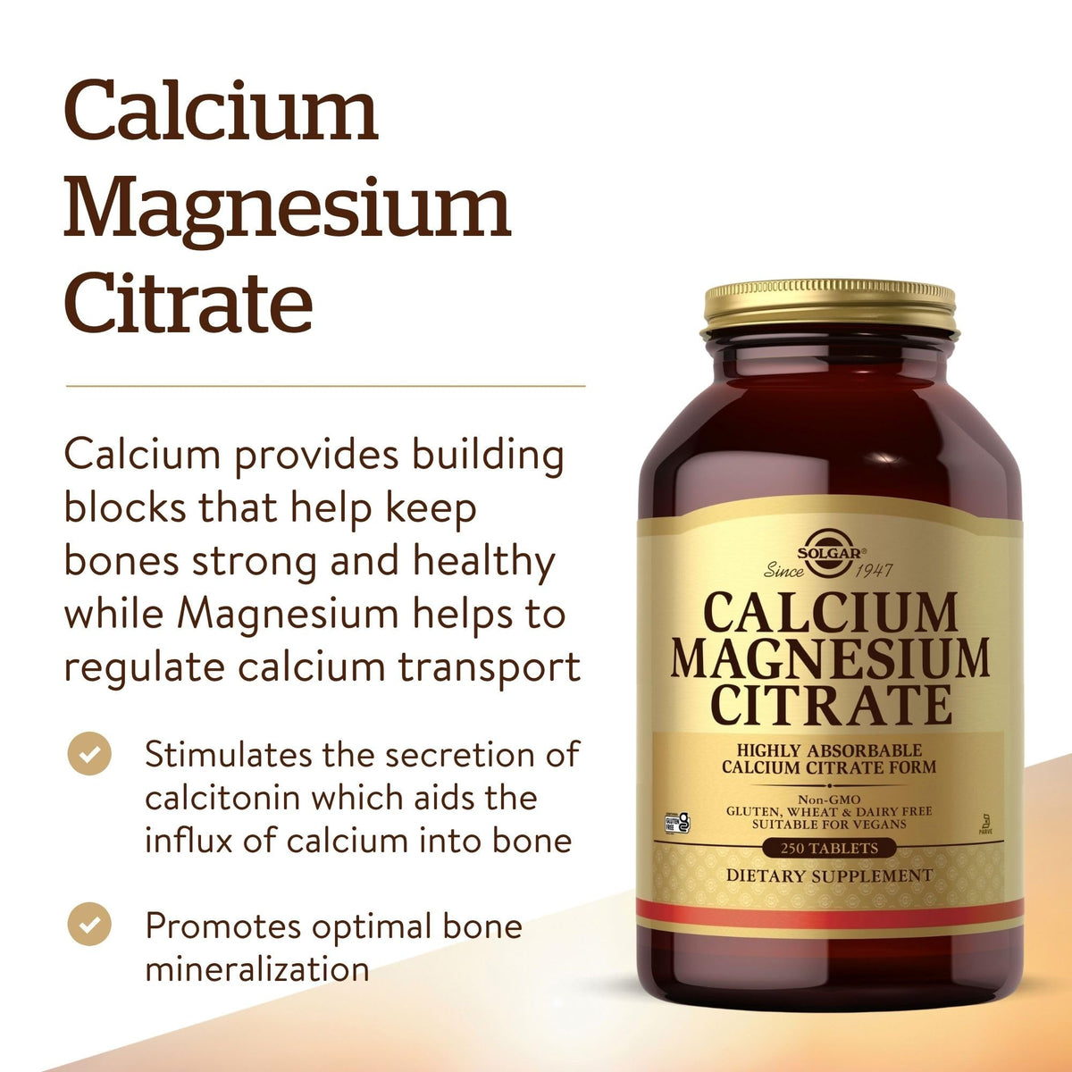 Détails de l'étiquette de Solgar Calcium Magnésium Citrate