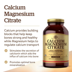 Détails de l'étiquette de Solgar Calcium Magnésium Citrate