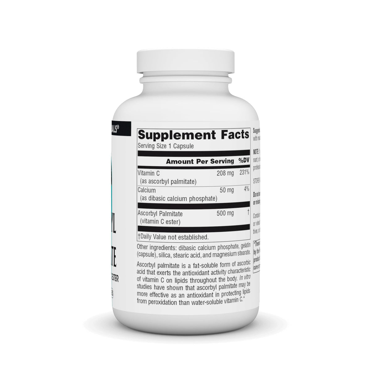 Détails de l'étiquette de Source Naturals Ascorbyl Palmitate 500 mg