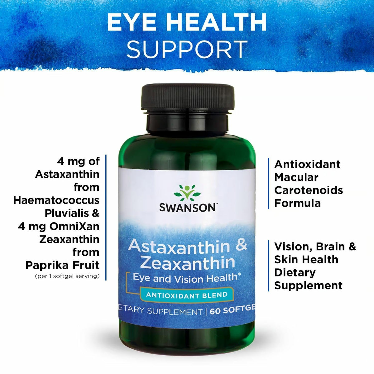 Détails de l'étiquette de Swanson Astaxanthin & Zeaxanthin