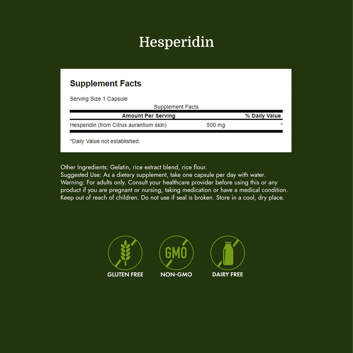 Détails de l'étiquette de Swanson Hesperidine