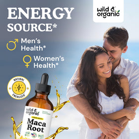 Détails de l'étiquette de Wild & Organic Maca Root Liquide 4oz