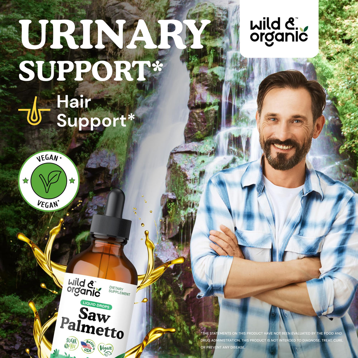 Détails de l'étiquette de Wild & Organic Saw Palmetto 4 oz