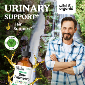 Détails de l'étiquette de Wild & Organic Saw Palmetto 4 oz