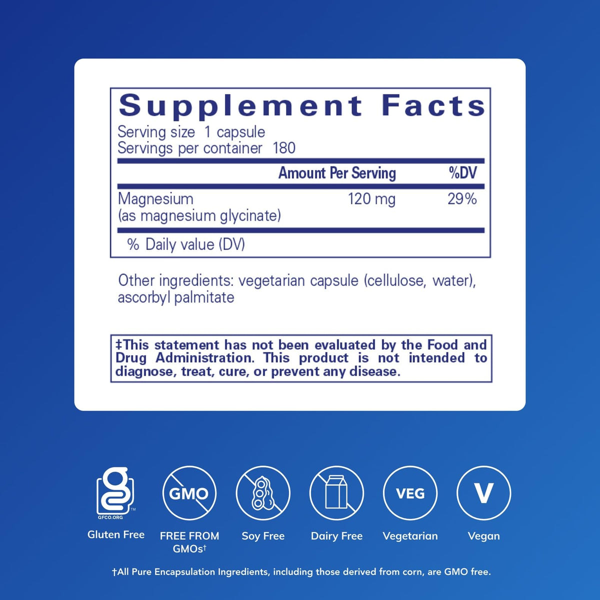 Détails de l'étiquette des capsules de Magnésium Glycinate