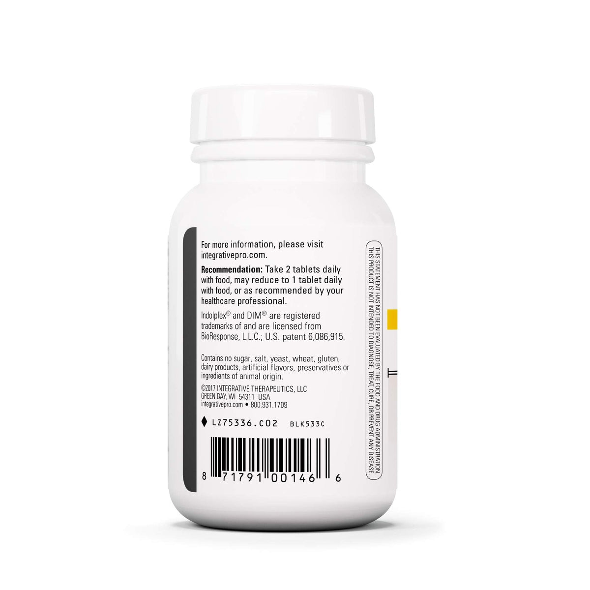 Détails de l'étiquette des capsules de niacine d'Integrative Therapeutics