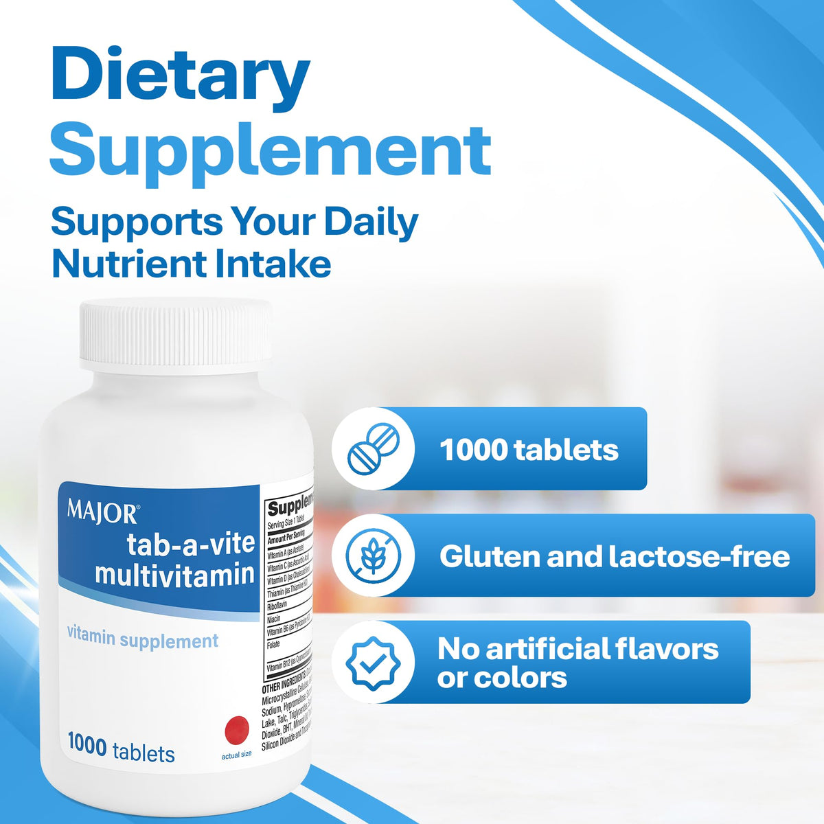 Détails de l'étiquette des comprimés multivitamines TAB-A-VITE MAJOR