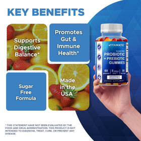 Détails de l'étiquette des gummies probiotiques Vitamatic