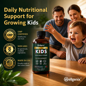 Détails de l'étiquette des multivitamines Wellgenix pour enfants