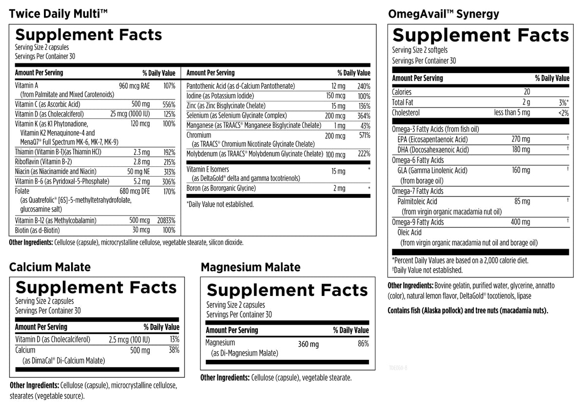 Détails de l'étiquette des paquets de multivitamines Designs for Health