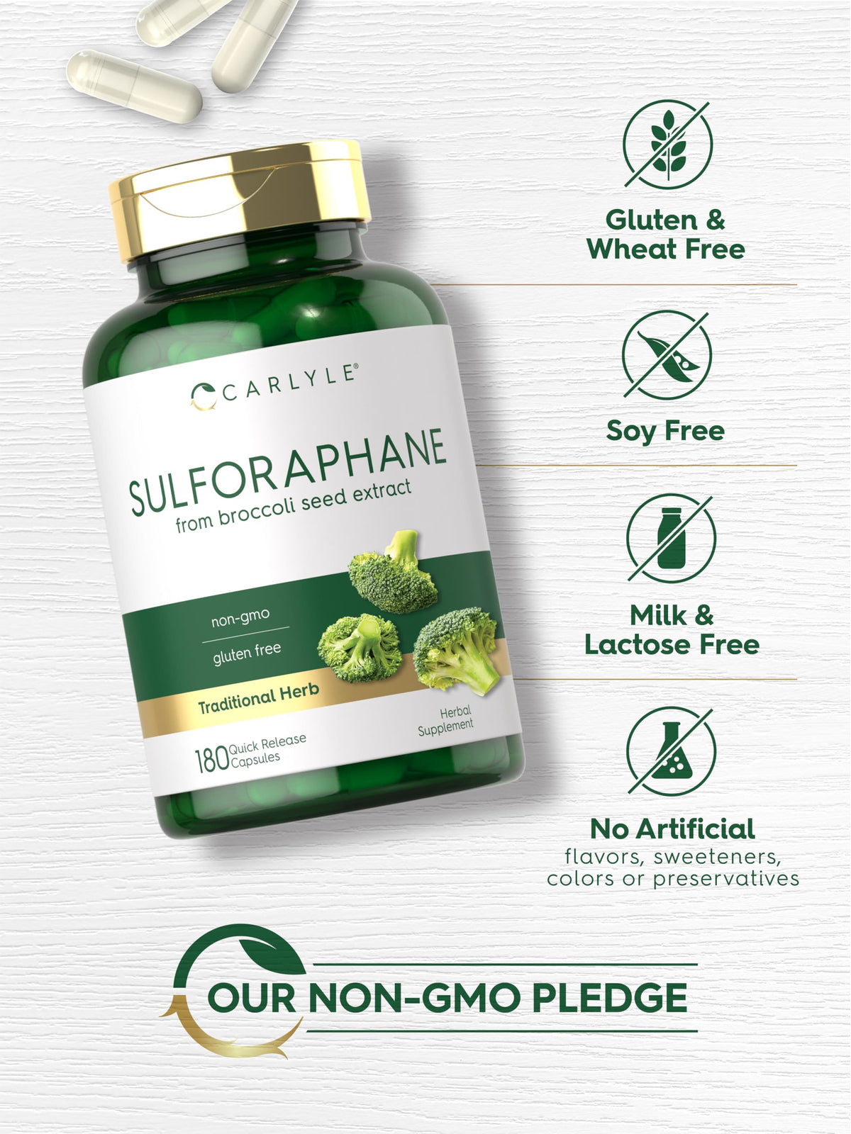 Détails de l'étiquette du complément alimentaire Carlyle Sulforaphane