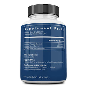 Détails de l'étiquette du complément Ancestral Supplements pour la prostate