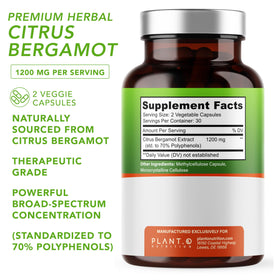 Détails de l'étiquette du complément Citrus Bergamot 1200mg