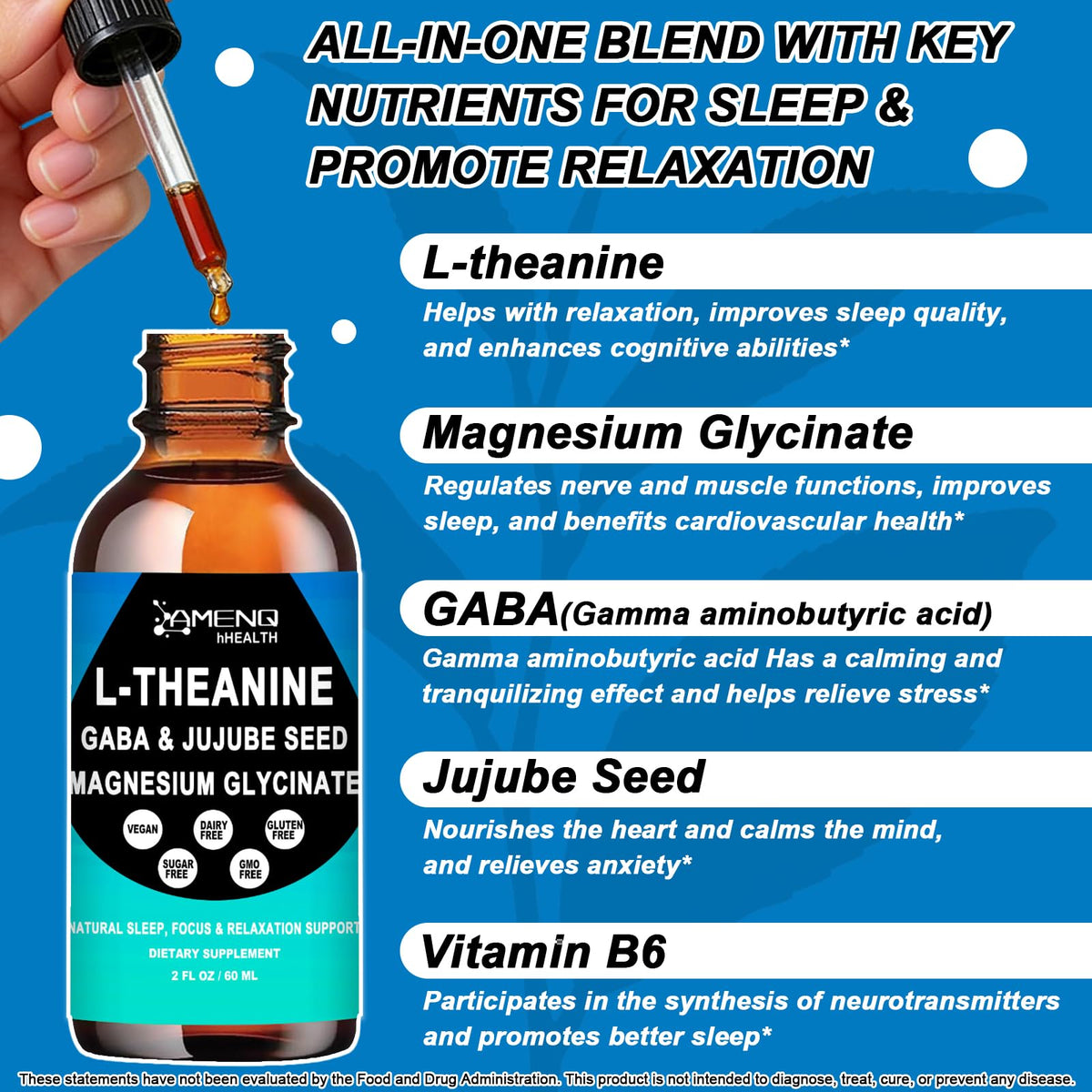 Détails de l'étiquette du complément L-Theanine 200mg