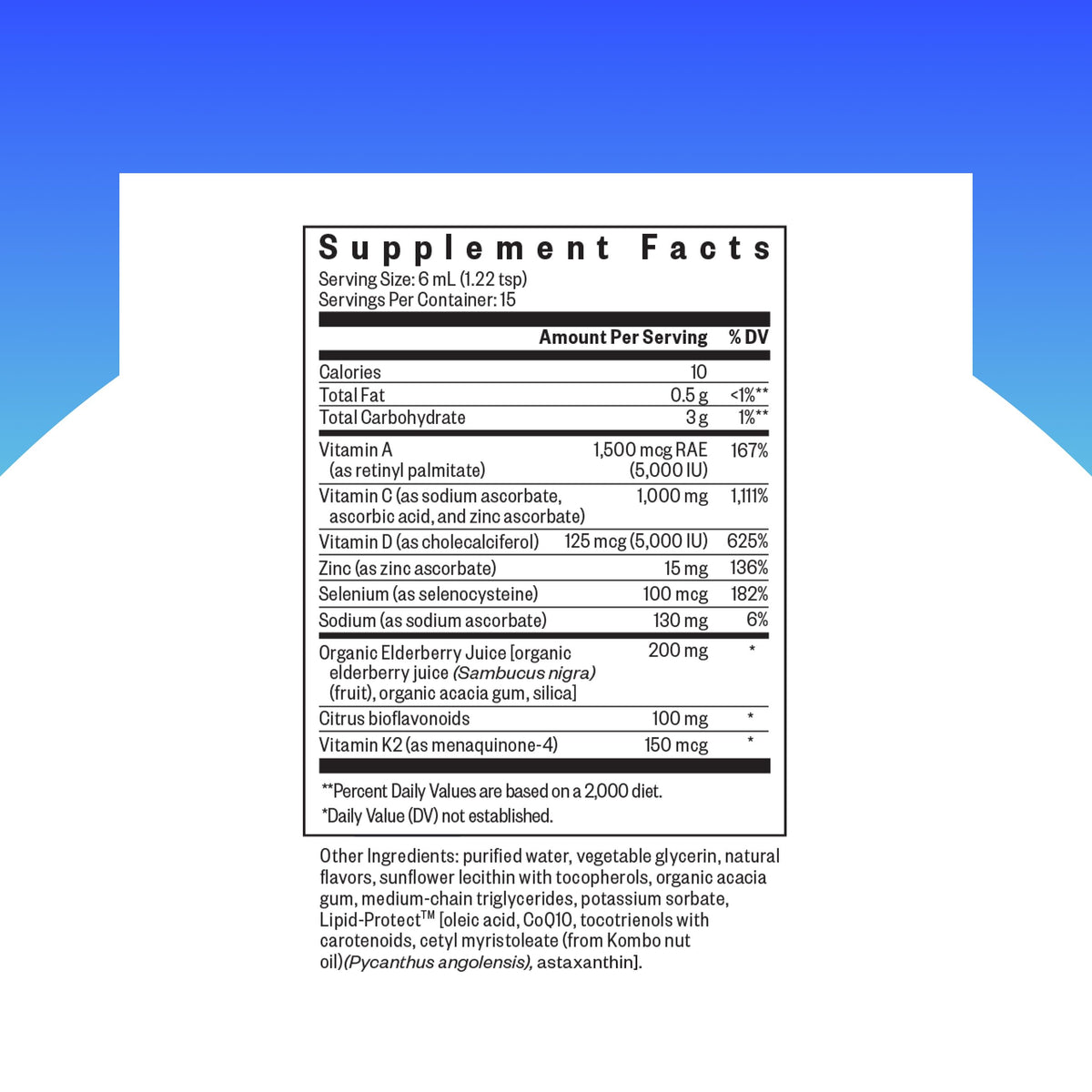 Détails de l'étiquette du complément liquide Seeking Health 90ml