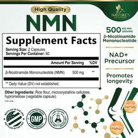 Détails de l'étiquette du complément NMN Nature's Nutrition