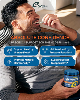 Détails de l'étiquette du complément Saw Palmetto 900mg de 4Well Products
