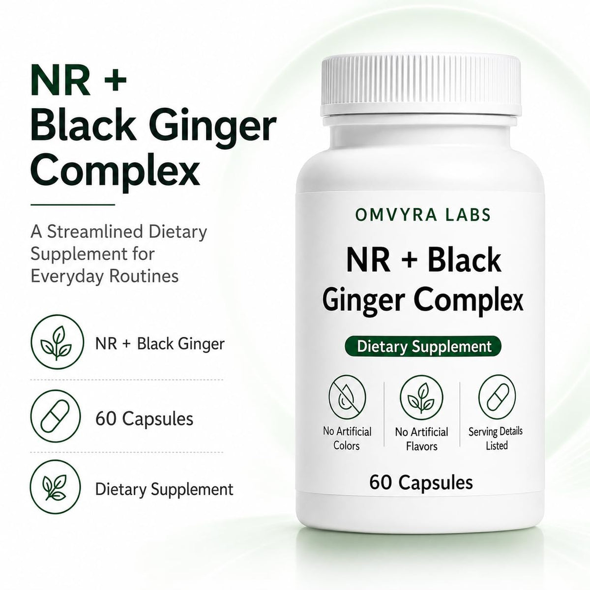 Détails de l'étiquette du Complexe de Gingembre Noir d'Omvyra Labs