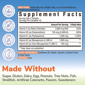 Détails de l'étiquette du Complexe de Vitamine K Vitalibre