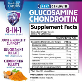 Détails de l'étiquette du Complexe Glucosamine Chondroitin 60 Capsules