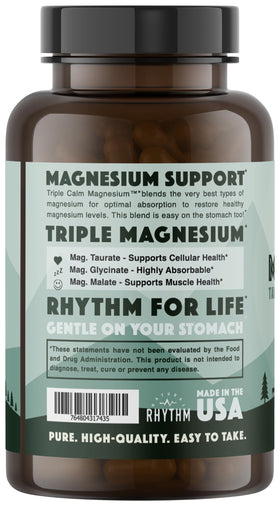 Détails de l'étiquette du Complexe Magnésium Triple Calm Natural Rhythm