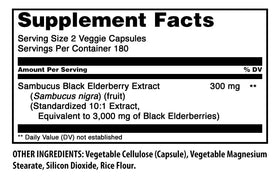 Détails de l'étiquette du flacon Amazing Nutrition Sambucus Baies Noires