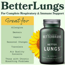 Détails de l'étiquette du flacon Betterbrand BetterLungs
