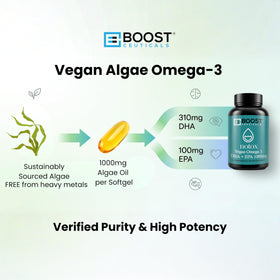 Détails de l'étiquette du flacon d'huile d'algue Omega 3 Vegan