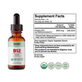 Détails de l'étiquette du flacon de gouttes B12 bio