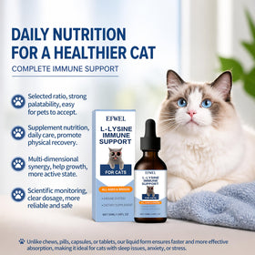 Détails de l'étiquette du flacon de L-Lysine EFWEL pour chats