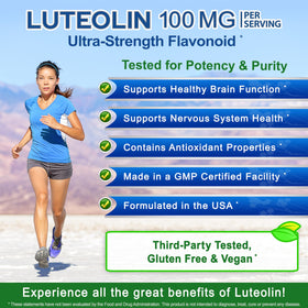 Détails de l'étiquette du flacon de Luteolin 100mg aSquared Nutrition