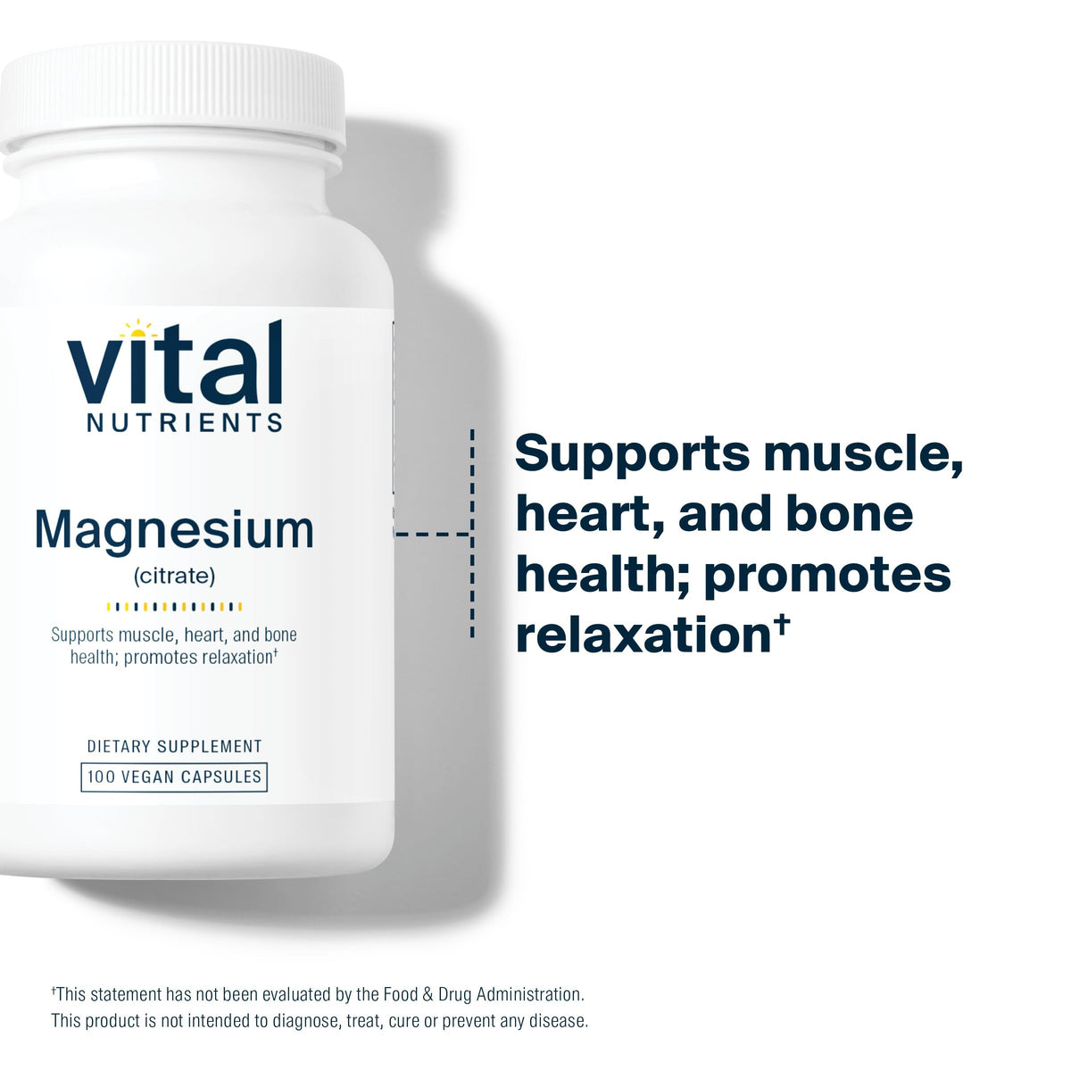 Détails de l'étiquette du flacon de magnésium citrate Vital Nutrients