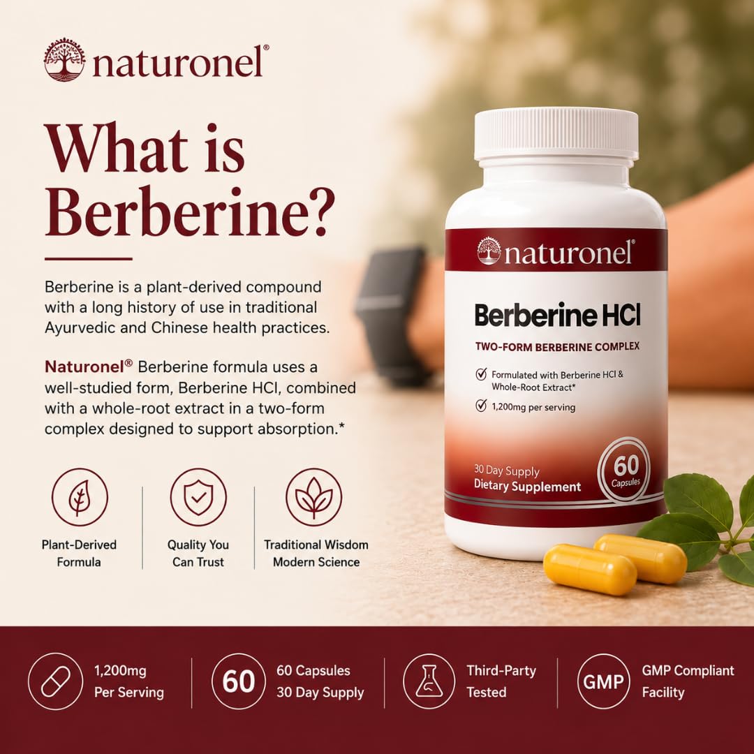 Détails de l'étiquette du flacon de Naturonel Berbérine HCl