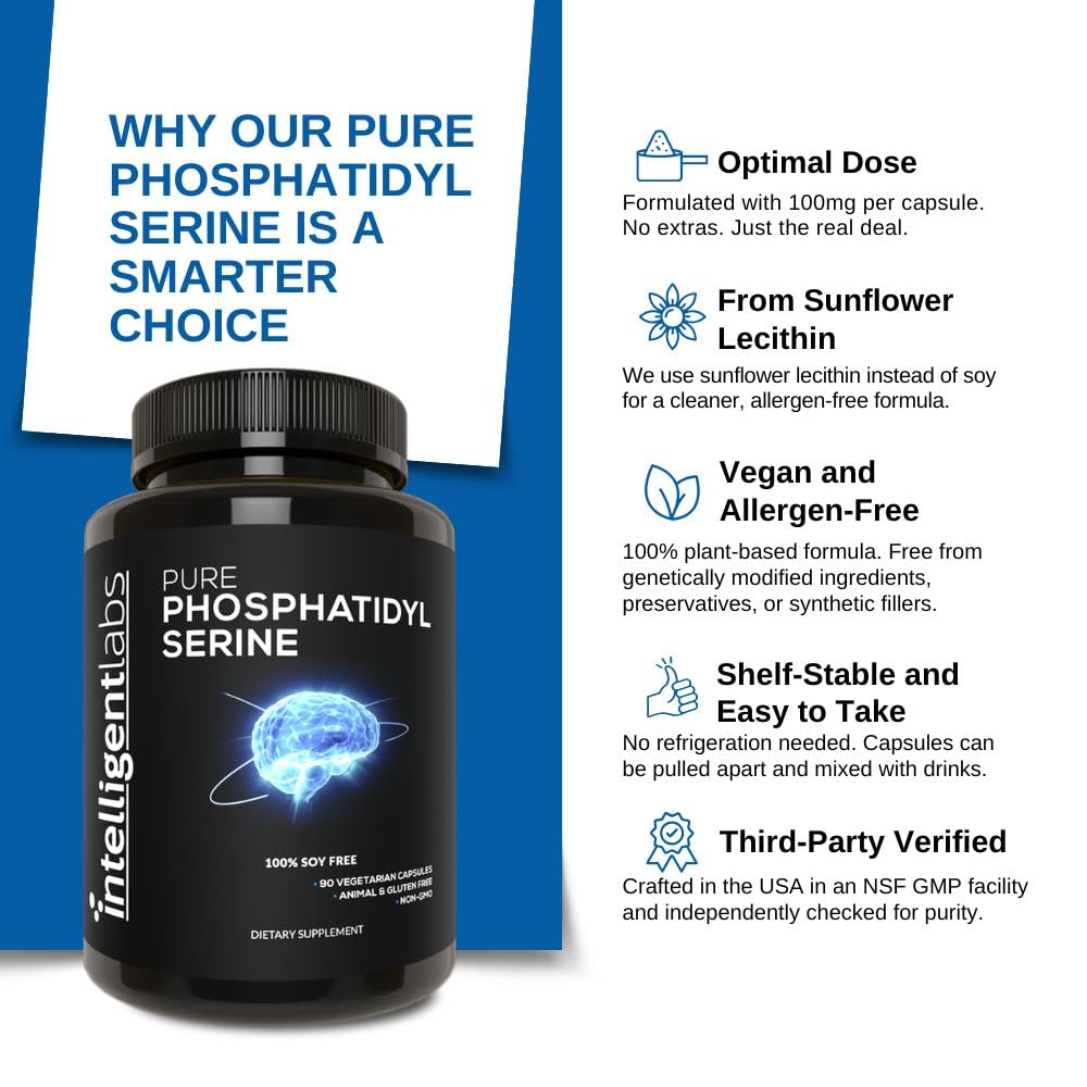 Détails de l'étiquette du flacon de phosphatidylsérine Intelligent Labs