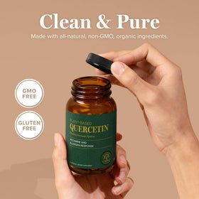Détails de l'étiquette du flacon de quercétine 250mg Global Healing Center