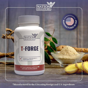 Détails de l'étiquette du flacon de T-Forge NATION HEALTH MD