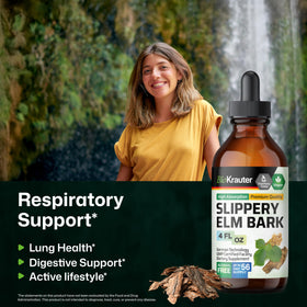 Détails de l'étiquette du flacon de teinture d'écorce de slippery elm BIO KRAUTER