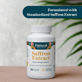 Détails de l'étiquette du flacon Extrait de Safran Pattern Wellness