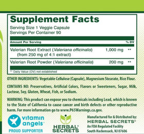Détails de l'étiquette du flacon Herbal Secrets Valériane