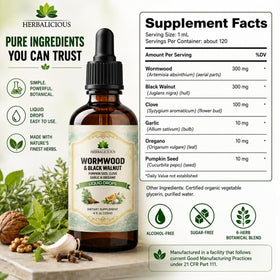 Détails de l'étiquette du flacon HERBALICIOUS