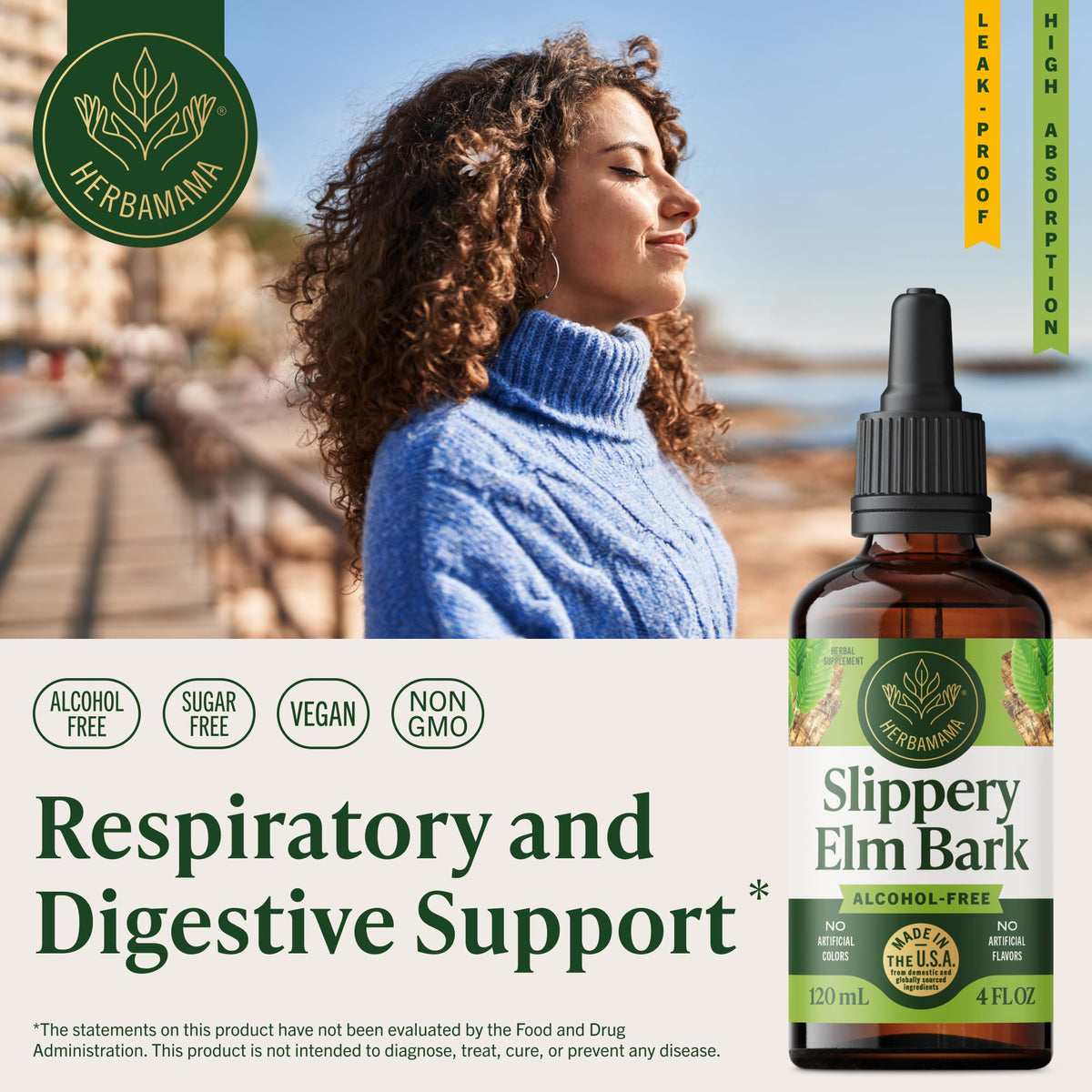 Détails de l'étiquette du flacon HERBAMAMA Slippery Elm