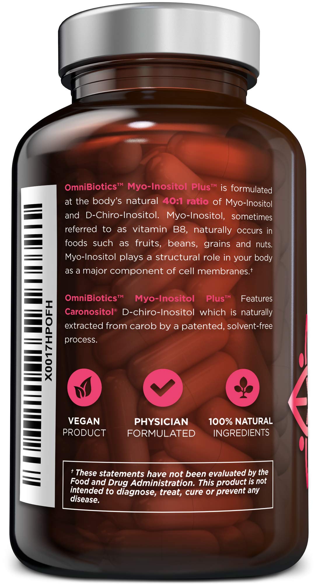 Détails de l'étiquette du flacon OmniBiotics Myo-Inositol & D-Chiro Inositol