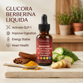 Détails de l'étiquette du Glucora Berberina Liquide AMOQUCT