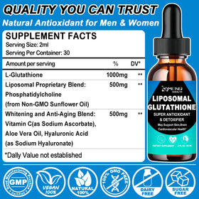 Détails de l'étiquette du Glutathione Liposomal 1000mg AMENQ hHEALTH