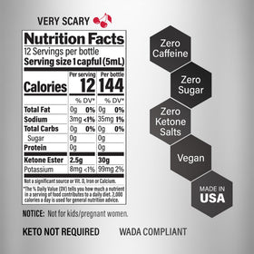 Détails de l'étiquette du KetoneAid Ke4 avec informations nutritionnelles