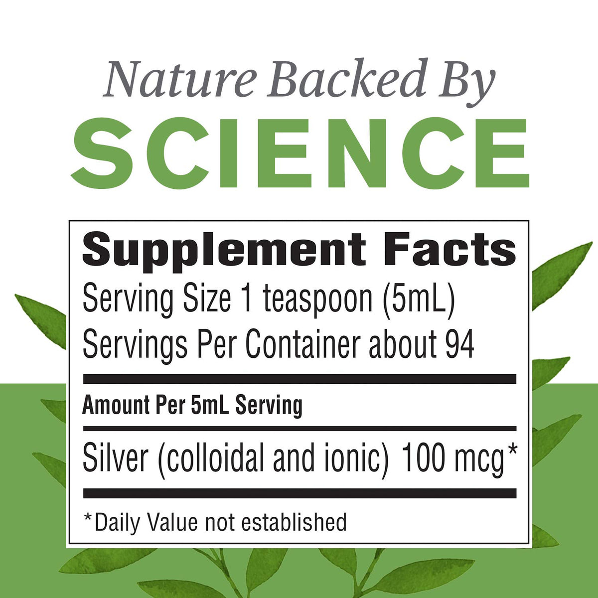 Détails de l'étiquette du Nature's Sunshine Silver Shield Liquide