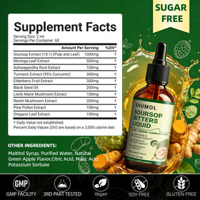 Détails de l'étiquette du Soursop Bitters de Shumol