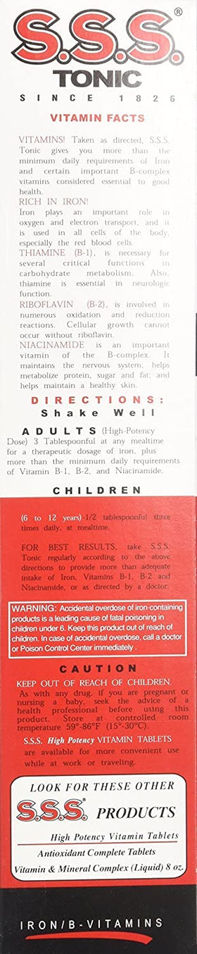 Détails de l'étiquette du Tonic Liquide S.S.S. CO.